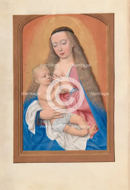 Hours of Queen Isabella the Catholic, Queen of Spain: Fol. 257v, Madonna and Child, c. 1500. Creator: Master of the First Prayerbook of Maximillian (Flemish, c. 1444-1519); Associates, and.