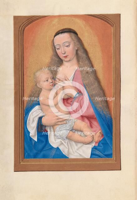 Hours of Queen Isabella the Catholic, Queen of Spain: Fol. 257v, Madonna and Child, c. 1500. Creator: Master of the First Prayerbook of Maximillian (Flemish, c. 1444-1519); Associates, and.