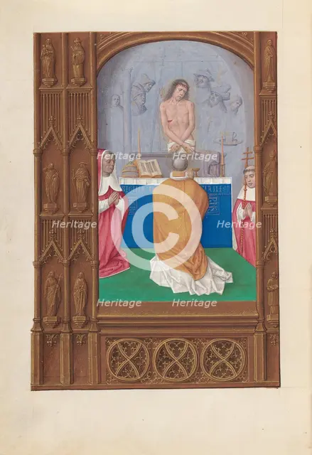 Hours of Queen Isabella the Catholic, Queen of Spain: Fol. 264v, Mass of St. Gregory, c. 1500. Creator: Master of the First Prayerbook of Maximillian (Flemish, c. 1444-1519); Associates, and.
