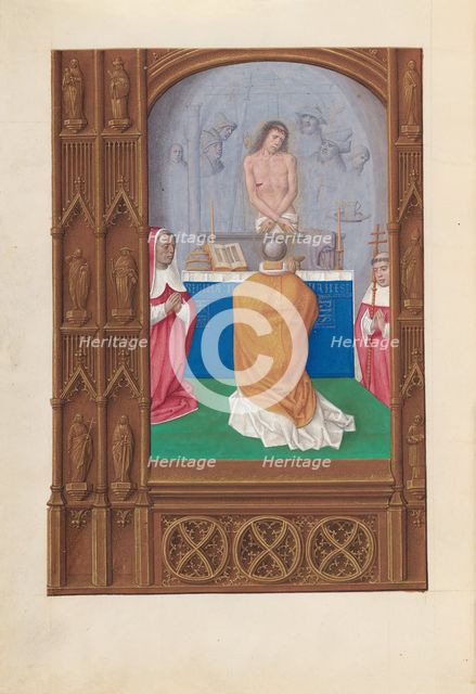 Hours of Queen Isabella the Catholic, Queen of Spain: Fol. 264v, Mass of St. Gregory, c. 1500. Creator: Master of the First Prayerbook of Maximillian (Flemish, c. 1444-1519); Associates, and.