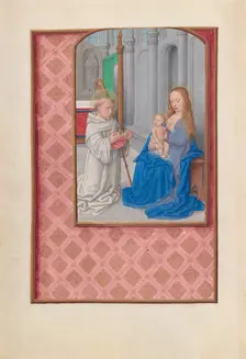 Hours of Queen Isabella the Catholic, Queen of Spain: Fol. 267v, Vision of St. Bernard, c. 1500. Creator: Master of the First Prayerbook of Maximillian (Flemish, c. 1444-1519); Associates, and