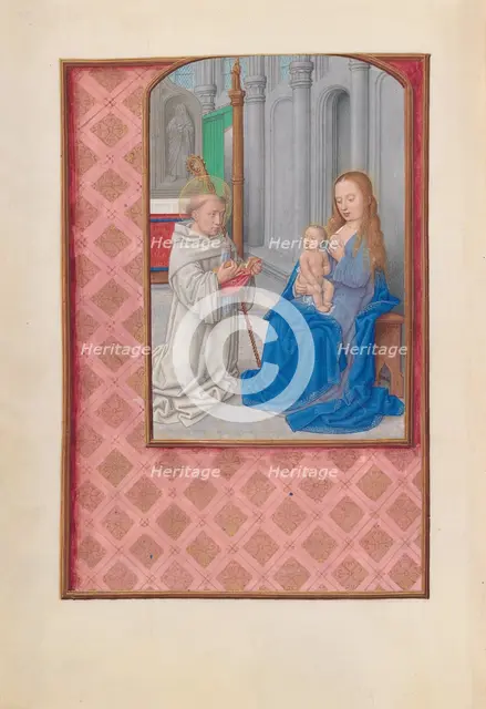 Hours of Queen Isabella the Catholic, Queen of Spain: Fol. 267v, Vision of St. Bernard, c. 1500. Creator: Master of the First Prayerbook of Maximillian (Flemish, c. 1444-1519); Associates, and.