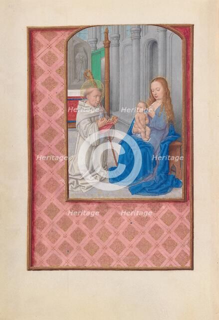 Hours of Queen Isabella the Catholic, Queen of Spain: Fol. 267v, Vision of St. Bernard, c. 1500. Creator: Master of the First Prayerbook of Maximillian (Flemish, c. 1444-1519); Associates, and.