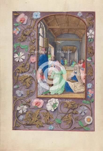 Hours of Queen Isabella the Catholic, Queen of Spain: Fol. 31v, Pentecost, c. 1500. Creator: Master of the First Prayerbook of Maximillian (Flemish, c. 1444-1519); Associates, and.