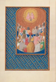 Hours of Queen Isabella the Catholic, Queen of Spain: Fol. 37v, Court of Heaven, c. 1500. Creator: Master of the First Prayerbook of Maximillian (Flemish, c. 1444-1519); Associates, and
