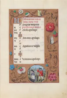 Hours of Queen Isabella the Catholic, Queen of Spain: Fol. 3r, February, c. 1500. Creator: Master of the First Prayerbook of Maximillian (Flemish, c. 1444-1519); Associates, and