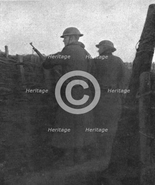 Hours of Victory; A trench held by Americans: first watch, on the evening of October 27..., 1917. Creator: Unknown.