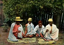 Hova money changers, Madagascar, late 19th century.Artist: Gillot
