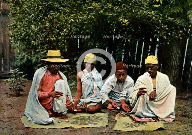 Hova money changers, Madagascar, late 19th century.Artist: Gillot