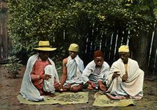 Hova money changers, Madagascar, late 19th century.Artist: Gillot