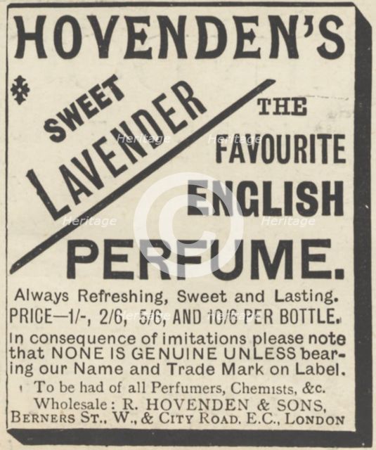 Hovenden's Sweet Lavender perfume, 1893. Artist: Unknown