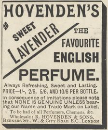 Hovenden's Sweet Lavender perfume, 1893