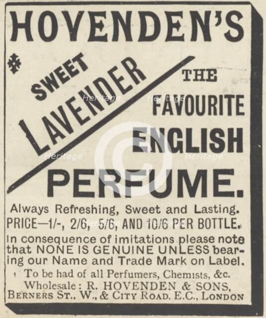Hovenden's Sweet Lavender perfume, 1893. Artist: Unknown
