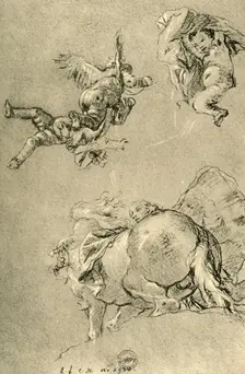 Hovering Cupids and one of the Horae with a sun steed 1752-1753, (1928). Artist: Giovanni Battista Tiepolo