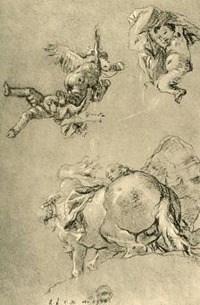 Hovering Cupids and one of the Horae with a sun steed 1752-1753, (1928). Artist: Giovanni Battista Tiepolo