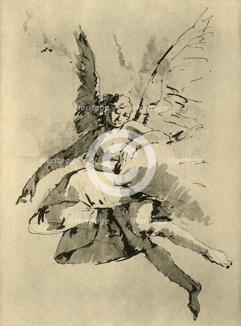 'Hovering Angel', 18th century, (1928). Artist: Follower of Tiepolo.
