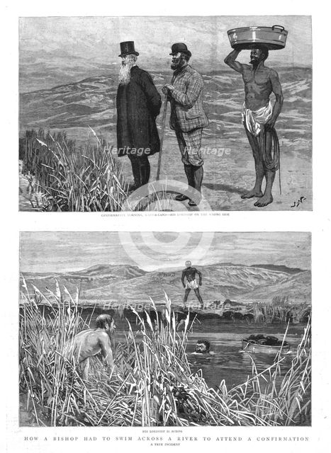 ''How a Bishop had to swim across a River to attend a Confirmation; Kaffir-land Creator: Unknown.