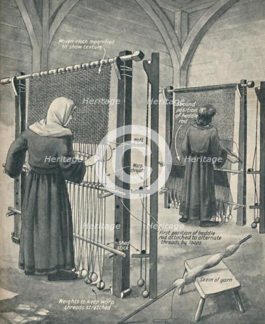 'How Cloth Was Woven in Saxon England', c1934. Artist: Unknown.