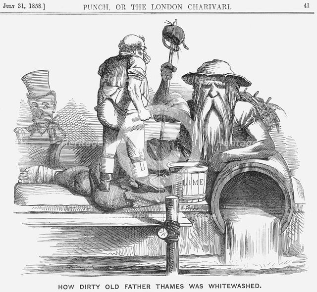 'How Dirty Old Father Thames was Whitewashed', 1858. Creator: Unknown.