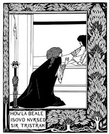 How La Beale Isoud Nursed Sir Tristram. Illustration to the book Le Morte d'Arthur by Sir Thomas M Artist: Beardsley, Aubrey (1872–1898)
