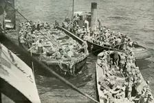 How the Wounded Were Conveyed to the Hospital Ships (1919). Creator: Unknown