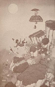 How the inventor of the aeroplane first got the idea during a landslip c1918 (1919). Artist: W Heath Robinson