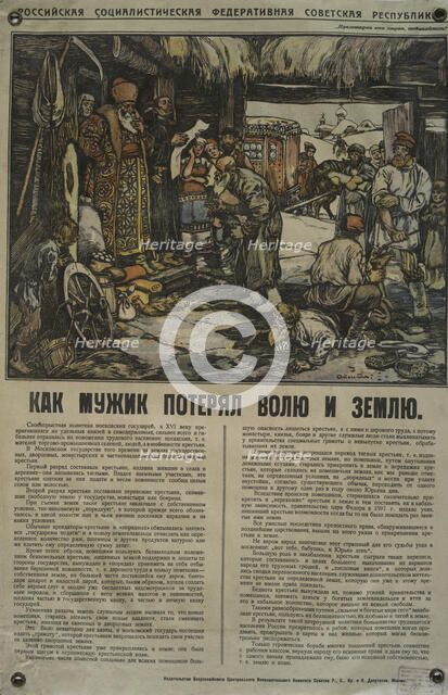 How the Peasant Lost Will and Land, 1918. Creator: Alexander Petrovich Apsit.