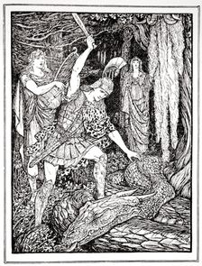How the Serpent that guarded the Gold Fleece was slain 1926. Creator: Henry Justice Ford