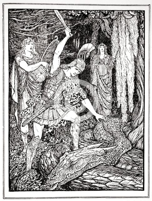'How the Serpent that guarded the Gold Fleece was slain', 1926.  Creator: Henry Justice Ford.