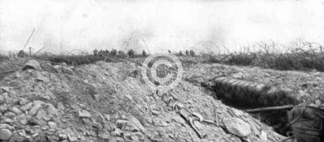 How to make a surprise attack; Crossing our network of razor wires.., 1917. Creator: Unknown.