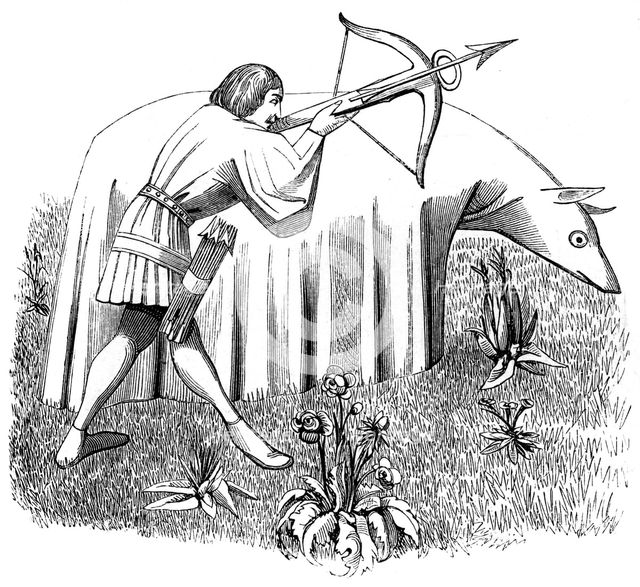'How to carry a cloth to approach beasts', 15th century (1849). Artist: Unknown