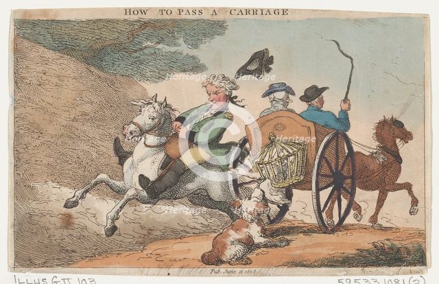 How to Pass a Carriage, June 11, 1808., June 11, 1808. Creator: Thomas Rowlandson.