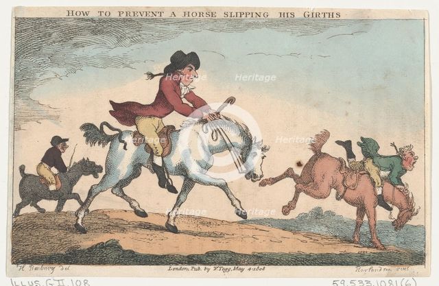 How to Prevent a Horse From Slipping His Girths, May 4, 1808., May 4, 1808. Creator: Thomas Rowlandson.