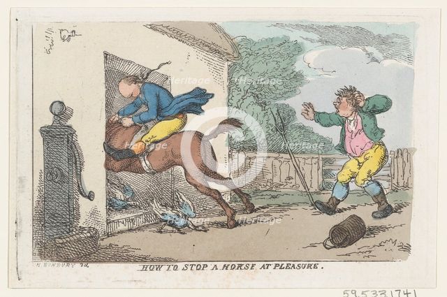 How to Stop a Horse at Pleasure, 1803., 1803. Creator: Thomas Rowlandson.