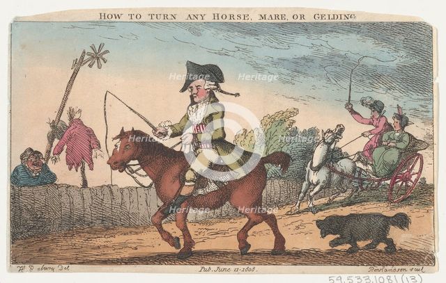 How to Turn Any Horse, Mare, or Gelding, June 11, 1808., June 11, 1808. Creator: Thomas Rowlandson.