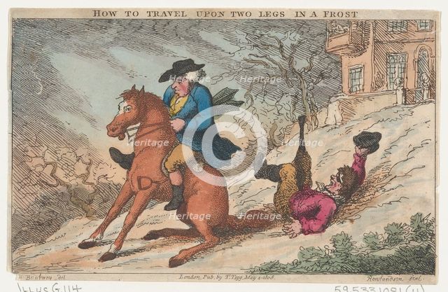 How to Travel Upon Two Legs in a Frost, May 4, 1808., May 4, 1808. Creator: Thomas Rowlandson.