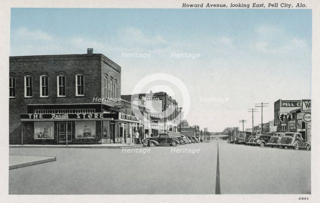 Howard Avenue, looking east, Pell City, Alabama, USA, 1940. Artist: Unknown