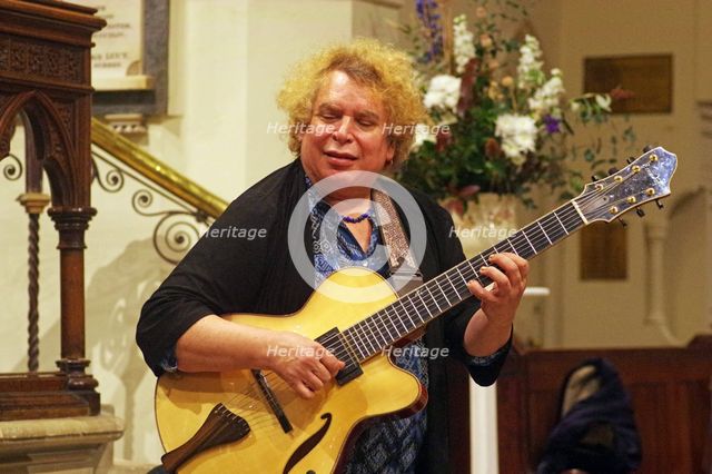 Howard Alden, Geoff Simkins - Howard Alden Trio, St Andrews Church, Hove, East Sussex, 21 Oct 2022. Creator: Brian O'Connor.