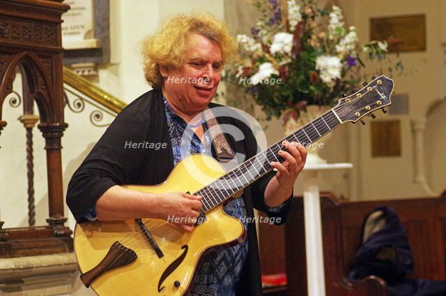 Howard Alden, Geoff Simkins - Howard Alden Trio, St Andrews Church, Hove, East Sussex, 21 Oct 2022. Creator: Brian O'Connor.