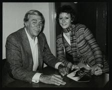 Howard Keel after his concert at the Forum Theatre, Hatfield, Hertfordshire, 14 May 1983. Pictured w Creator: Denis Williams