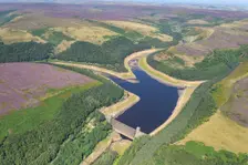 Howden Dam and Reservoir with low water levels during a period of dry weather, Derbyshire, 2022. Creator: Emma Trevarthen