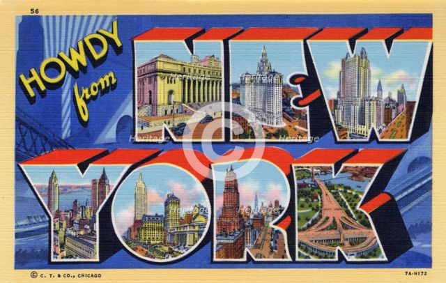 'Howdy from New York', postcard, 1937. Artist: Unknown