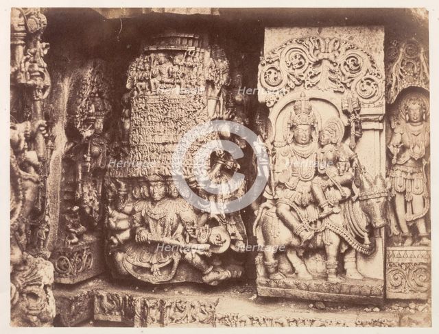 Hoysalesvara Temple Sculpture, Halebid, 1856-1857. Creator: Richard Banner Oakeley (British).