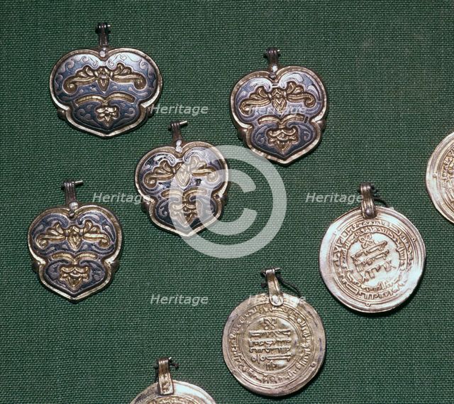 Hoard of arabic metalwork from a Viking grave. Artist: Unknown