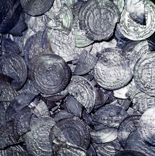 Hoard of silver & Arab coins from a Viking grave, Sweden, 10th century