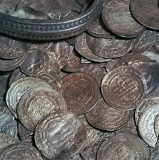 Hoard of silver with arab coins from a Viking grave