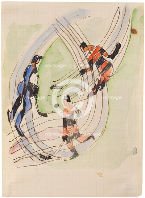 Hockey Players, ca 1934. Creator: Kirchner, Ernst Ludwig (1880-1938).