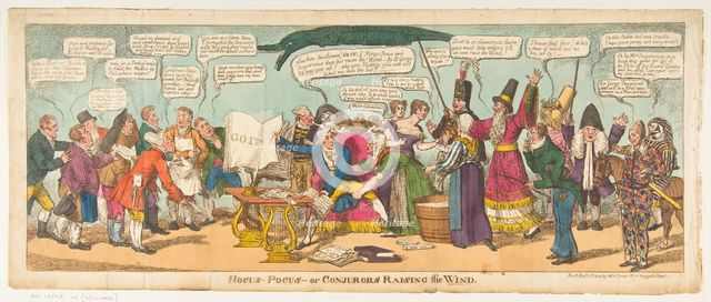 Hocus Pocus-or Conjurors Raising the Wind, October 1, 1814. Creator: Charles Williams.