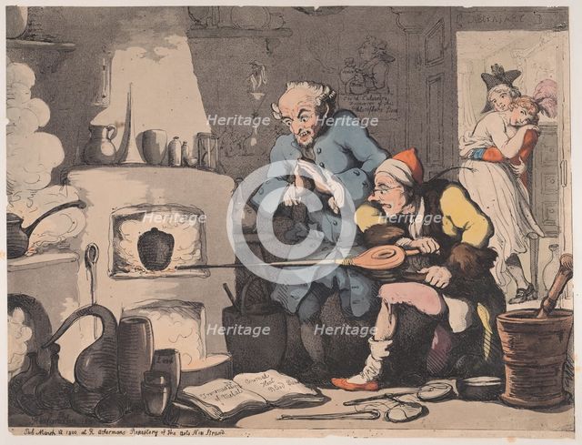 Hocus Pocus, or Searching for the Philosopher's Stone, March 12, 1800., March 12, 1800. Creator: Thomas Rowlandson.