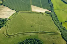 Hod Hill, an Iron Age multivallate hillfort earthwork, near Stourpaine, Dorset, 2022. Creator: Damian Grady